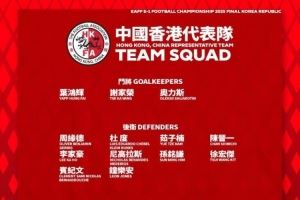 中国香港东亚杯名单：9人来自中超中甲联赛，安永佳、陈晋一领衔